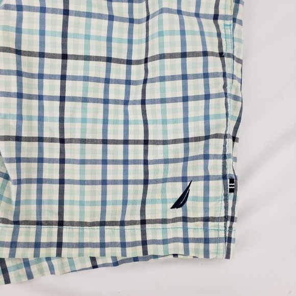 Vintage Nautica Mens Swim Trunks Blue White Plaid - Picture 2 of 6